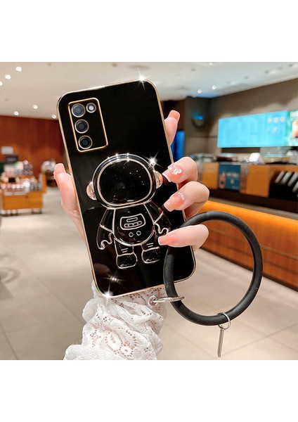 Apple iphone 11 Pro Max Uyumlu Kılıf Astronot Halkalı Gizli Standlı Silikon Tutuculu Katlanabilir Lazer Tpu