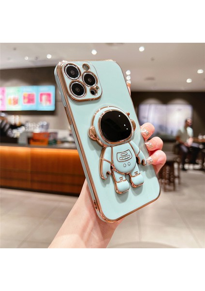 Apple iphone 11 Pro Max Uyumlu Kılıf Astronot Gizli Standlı Silikon Tutuculu Katlanabilir Lazer Tpu