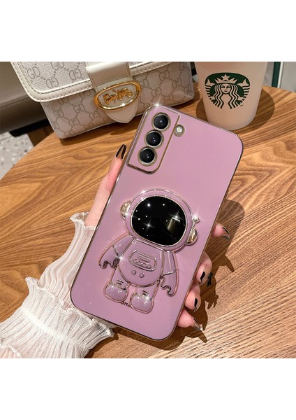 Apple iphone 12 Pro Uyumlu Kılıf Astronot Gizli Standlı Silikon Tutuculu Katlanabilir Lazer Tpu
