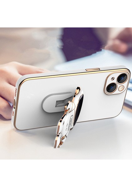 Apple iphone 11 Uyumlu Kılıf Astronot Gizli Standlı Silikon Tutuculu Katlanabilir Lazer Tpu