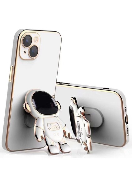 Apple iphone 13 Pro Max Uyumlu Kılıf Astronot Gizli Standlı Silikon Tutuculu Katlanabilir Lazer Tpu