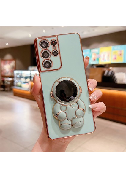 Apple iphone 11 Pro Max Uyumlu Kılıf Astronot Gizli Standlı Silikon Tutuculu Katlanabilir Lazer Tpu