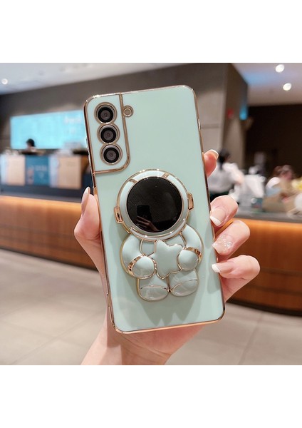 Apple iphone 11 Pro Max Uyumlu Kılıf Astronot Gizli Standlı Silikon Tutuculu Katlanabilir Lazer Tpu