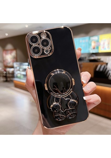 Apple iphone 13 Pro Max Uyumlu Kılıf Astronot Gizli Standlı Silikon Tutuculu Katlanabilir Lazer Tpu