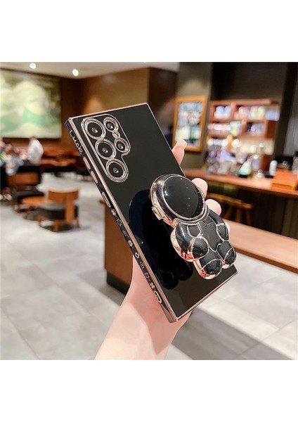 Apple iphone 13 Pro Max Uyumlu Kılıf Astronot Gizli Standlı Silikon Tutuculu Katlanabilir Lazer Tpu