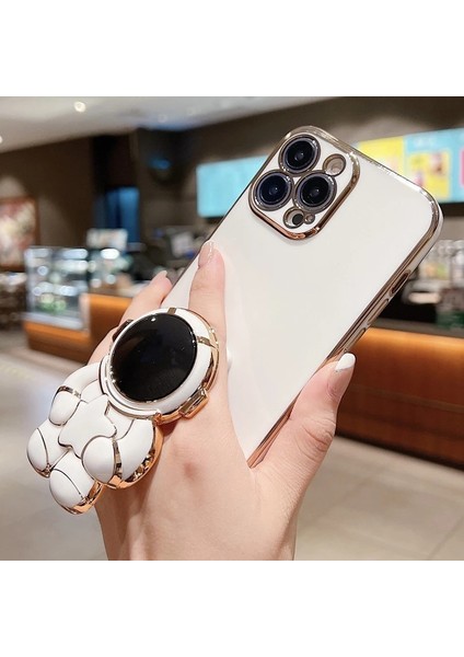Xiaomi Redmi Note 8 Uyumlu Kılıf Astronot Gizli Standlı Silikon Tutuculu Katlanabilir Lazer Tpu