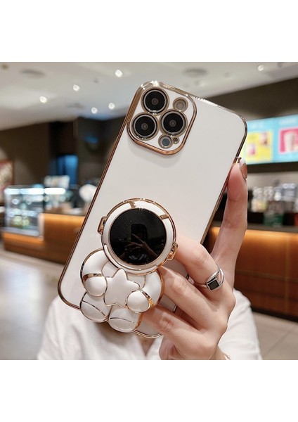 Xiaomi Redmi Note 10 Uyumlu Kılıf Astronot Gizli Standlı Silikon Tutuculu Katlanabilir Lazer Tpu