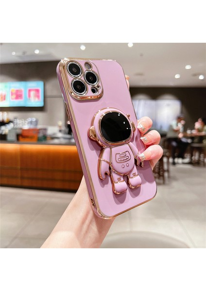 Xiaomi Redmi Note 9 Uyumlu Kılıf Astronot Gizli Standlı Silikon Tutuculu Katlanabilir Lazer Tpu