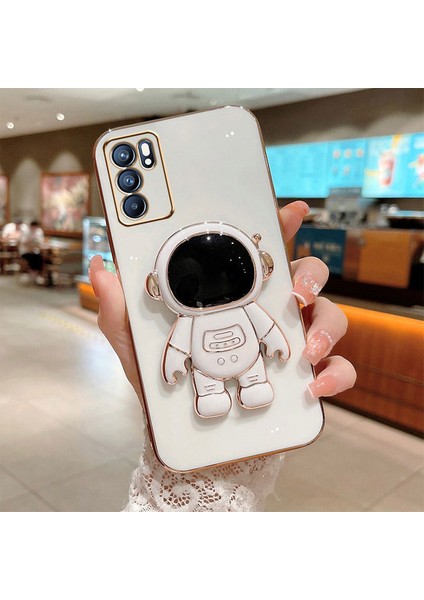 Oppo A54 CPH2239 Uyumlu Kılıf Astronot Gizli Standlı Silikon Tutuculu Katlanabilir Lazer Tpu indirimleri