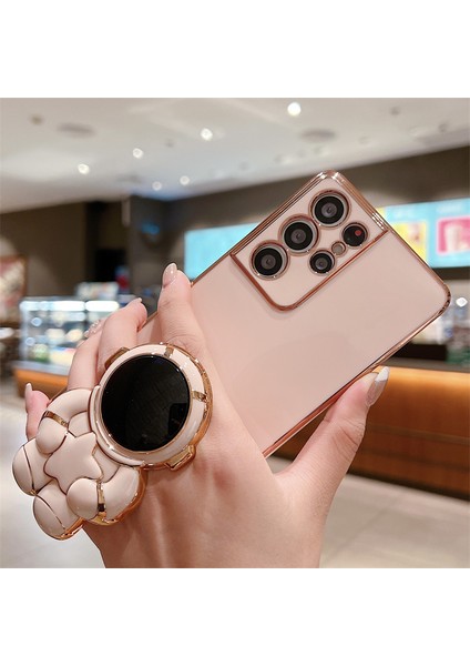Xiaomi Redmi Note 8 Uyumlu Kılıf Astronot Gizli Standlı Silikon Tutuculu Katlanabilir Lazer Tpu