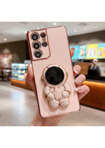 Xiaomi Redmi Note 9 Uyumlu Kılıf Astronot Gizli Standlı Silikon Tutuculu Katlanabilir Lazer Tpu