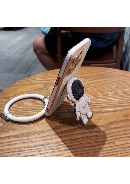 Xiaomi Redmi Note 8 Pro Uyumlu Kılıf Astronot Halkalı Gizli Standlı Silikon Tutuculu Katlanabilir Lazer Tpu