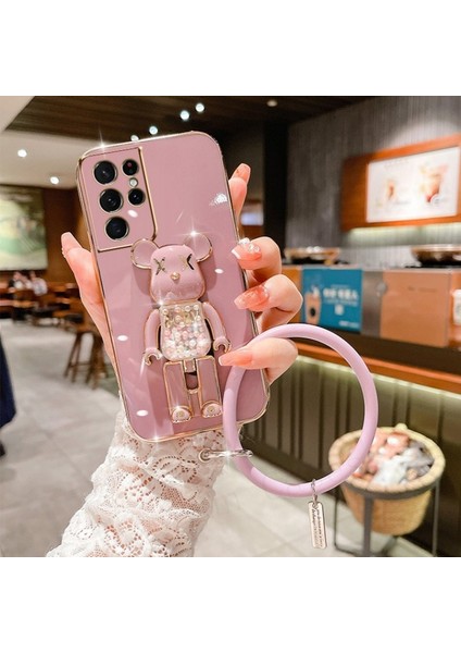 Oppo A54 CPH2239 Uyumlu Kılıf Baby Halkalı Gizli Standlı Silikon Tutuculu Katlanabilir Lazer Tpu