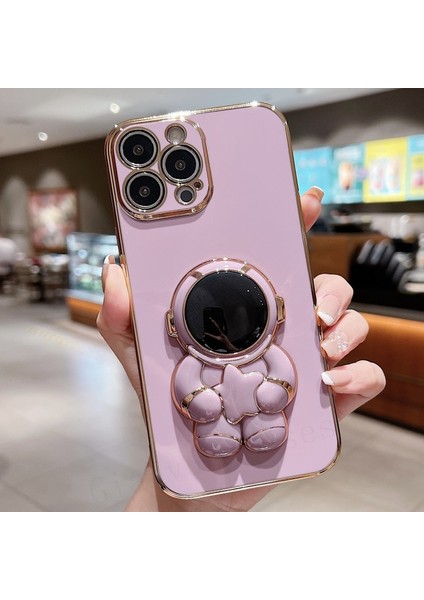 Oppo A54 CPH2239 Uyumlu Kılıf Astronot Gizli Standlı Silikon Tutuculu Katlanabilir Lazer Tpu