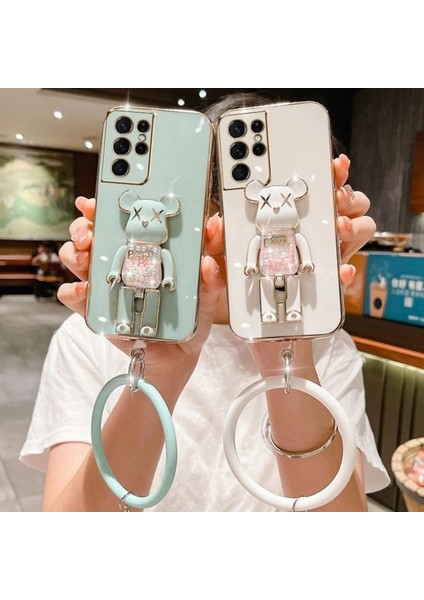 Oppo A54 CPH2239 Uyumlu Kılıf Baby Halkalı Gizli Standlı Silikon Tutuculu Katlanabilir Lazer Tpu modelleri