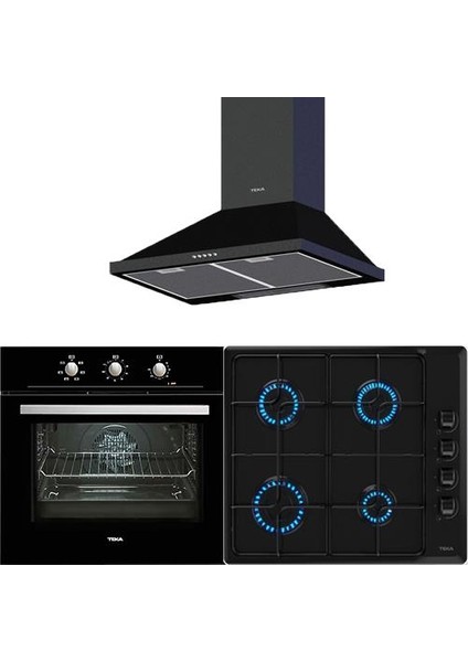 Chef 3 Siyah Ankastre Set (He 715 Bk+ Hlx 640 KBC0E Bk (E5) + Dbt 60 Black)