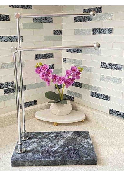Luxury Mermer Ayaklı Metal Banyo ve Mutfak El Havluluk ve Kağıt Havluluk Standı Havluluk Siyah fiyatları