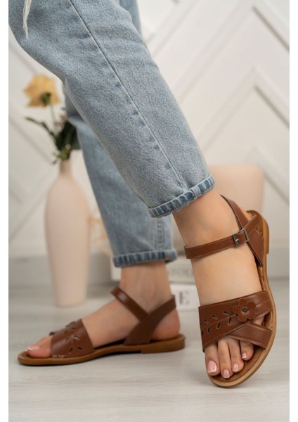 Papatya Model Taba Kadın Sandalet