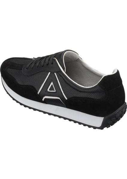 GG18 Siyah Deri & Siyah Süet Erkek Deri Spor Ayakkabı Özel Seri.. Termo Taban ve Rahat Geniş Kalıp