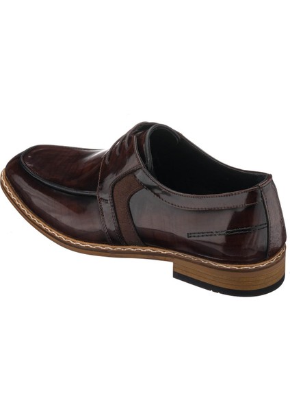 P20213 Kahve Baskılı Açma Deri Erkek Deri Ayakkabı