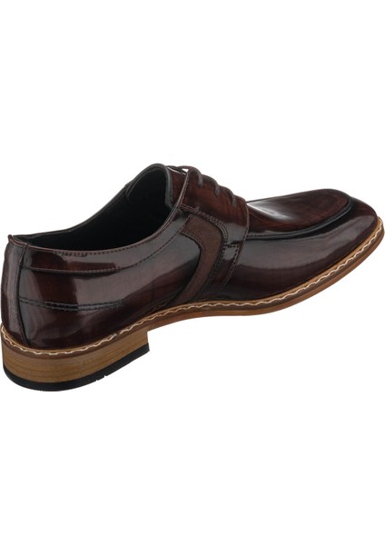 P20213 Kahve Baskılı Açma Deri Erkek Deri Ayakkabı