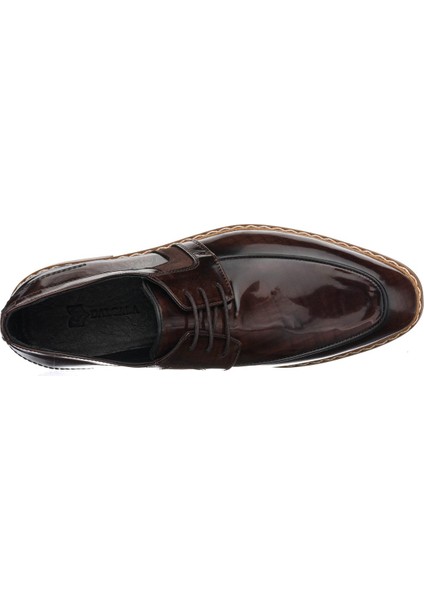 P20213 Kahve Baskılı Açma Deri Erkek Deri Ayakkabı