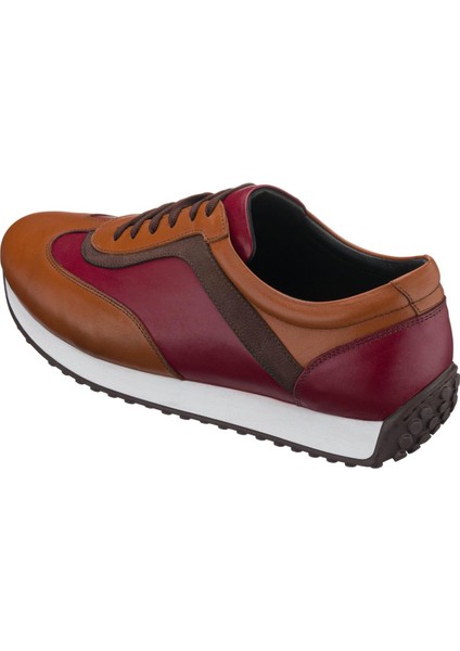 KB77 Taba & Bordo Deri Rahat Şık Preimium Serisi Erkek Spor Ayakkabı Ganiş Rahat Kalıp