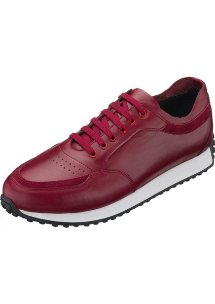 YC2023 Bordo Deri Erkek Spor Ayakkabı Rahat Hafif Taban Geniş Kalıp