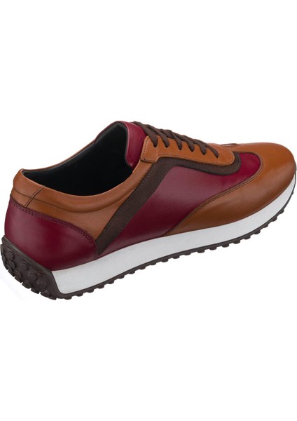 KB77 Taba & Bordo Deri Rahat Şık Preimium Serisi Erkek Spor Ayakkabı Ganiş Rahat Kalıp fırsatları