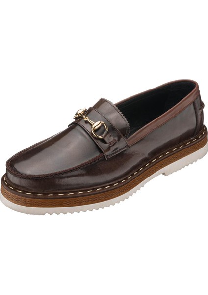 SNM1910 Kahve Açma Deri Eva Rahat Hafif Taban Giydirimi Rahat Geniş Kalıp Özel Seri El Işçiliği