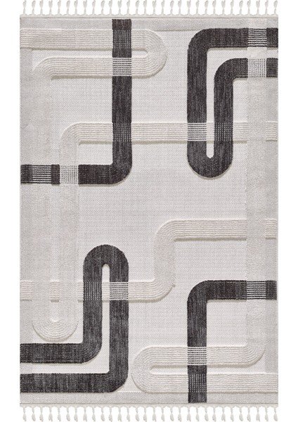 Ibiza - Berta Geometrik Toz Vermeyen Iskandinav Desen Saçaklı Halı