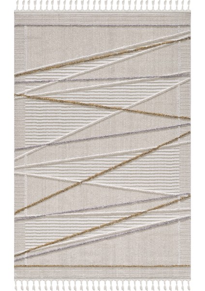 Ibiza - Marilla Geometrik Toz Vermeyen Iskandinav Desen Saçaklı Halı