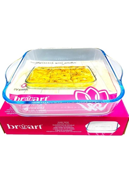 Br-Art Fırın Tepsi Cam Kare Küçük Sade Borcam 45034