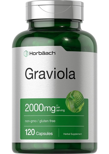 Graviola Extract 2000 mg 120 Capsules, Non-Gmo, Gluten Free, Soursop, Horbaach