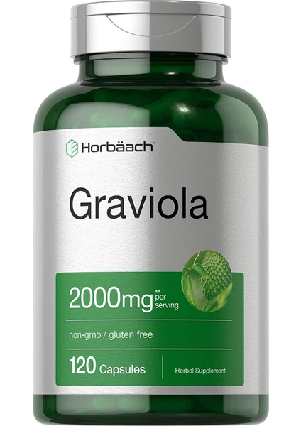 Graviola Extract 2000 mg 120 Capsules, Non-Gmo, Gluten Free, Soursop,  Horbaach