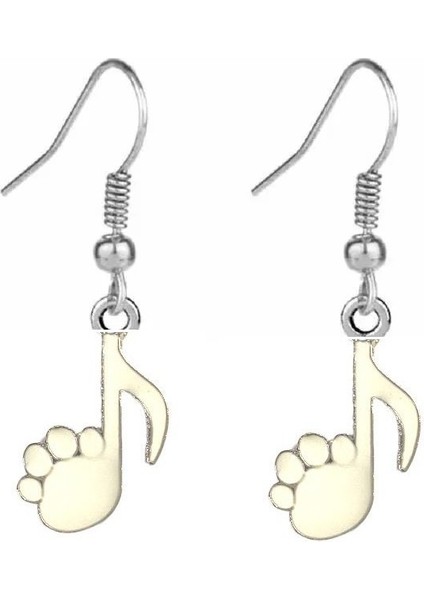 Beyaz Nota Kedi Ayağı Küpe