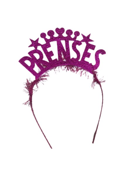 Prenses Pembe Yazılı Metal Taç