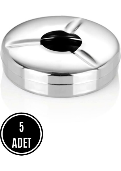 5 Adet Ekonomik Büyük Boy Kapaklı Paslanmaz Çelik Kül Tablası Metal Küllük