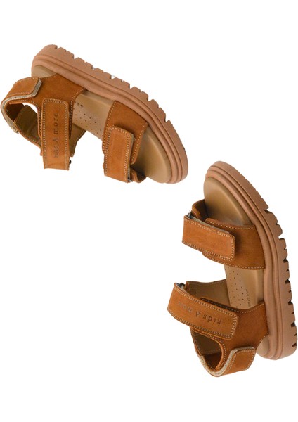 Santos Çift Cırtlı Hakiki Deri Unisex Çocuk Sandalet Tarçın Rengi fırsatları