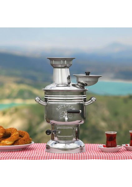 KS10 (2,5 Lt) Krom Kömürlü Semaver