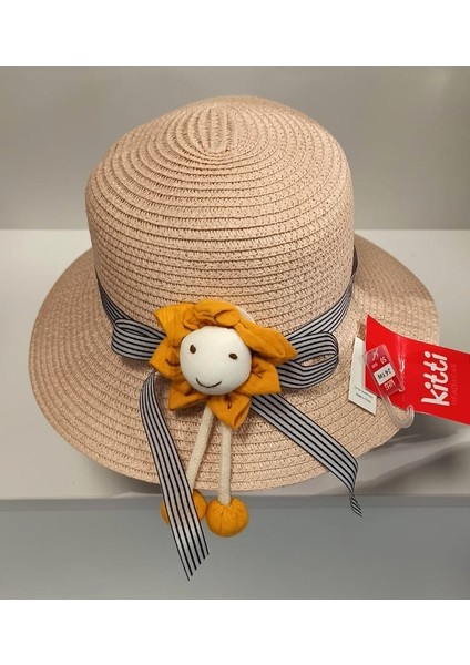 Arıcı Store Yeni Sezon Pudra Rengi 2-6 Yaş Çocuk Hasır Şapka