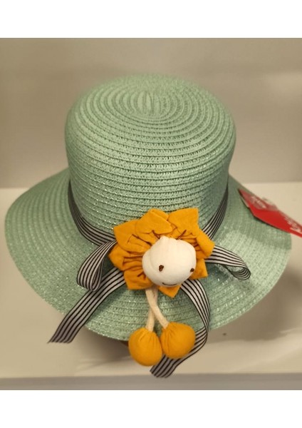 Arıcı Store Yeni Sezon Mint Rengi 2-6 Yaş Çocuk Hasır Şapka