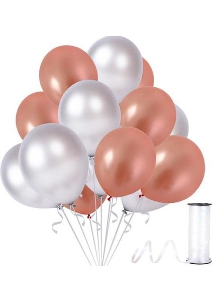 Metalik Rose Gold ve Gümüş Balon
