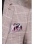 Erkek Slim Fit Mono Yaka Açık Kahverengi Ekose Yelekli Kombin 8 Drop Takım Elbise 4