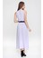 Kadın Lila Halter Yaka Sıfır Kol Kemer Detaylı Regular Kesim Maksi Boy, Uzun Rahat ve Günlük Elbise 3