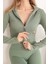 Kaşkorse Kumaş Crop Fermuarlı Kadın Hırka-Mint 1