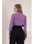 Soft Kumaş Crop Kadın Inci Düğme Detay Gömlek-Lila 3