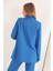 Keten Kumaş Oversize Kadın Ceket-Indigo 3