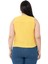 Büyük Beden Bağlama Detaylı Kolsuz Sarı Bluz 3