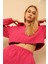 Jakar Kumaş Kapüşonlu Soğan Desen Kadın Crop Sweat-Fuşya 2